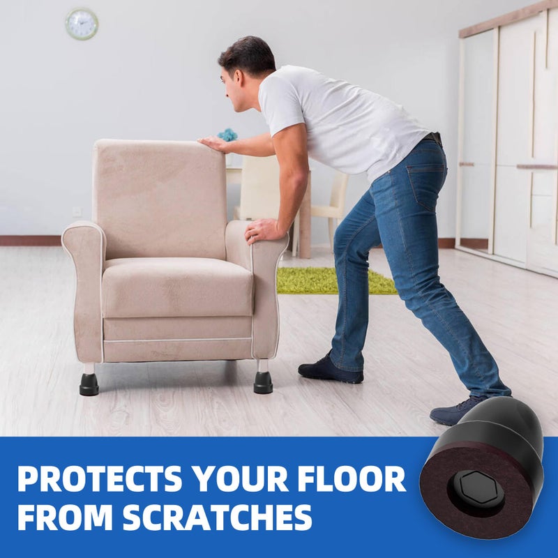 MOYOHIM 2025 Upgraded Chair Leg Floor Protectors for Hardwood Floors, Black Chair Leg Caps with Felt Pads, 16 Pcs Furniture Leg Feet Covers Protect Floors from Scratches Easy Slide/Non Slip (Fit 1"" - 1.15"") - Image 2